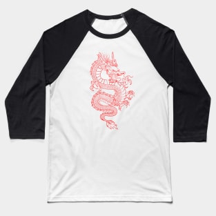 Red Asian Dragon Baseball T-Shirt